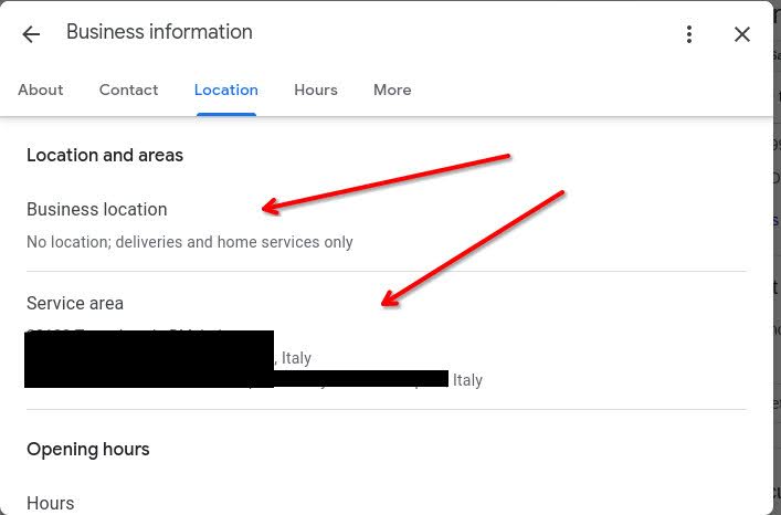 Google Business Profile Location and Areas